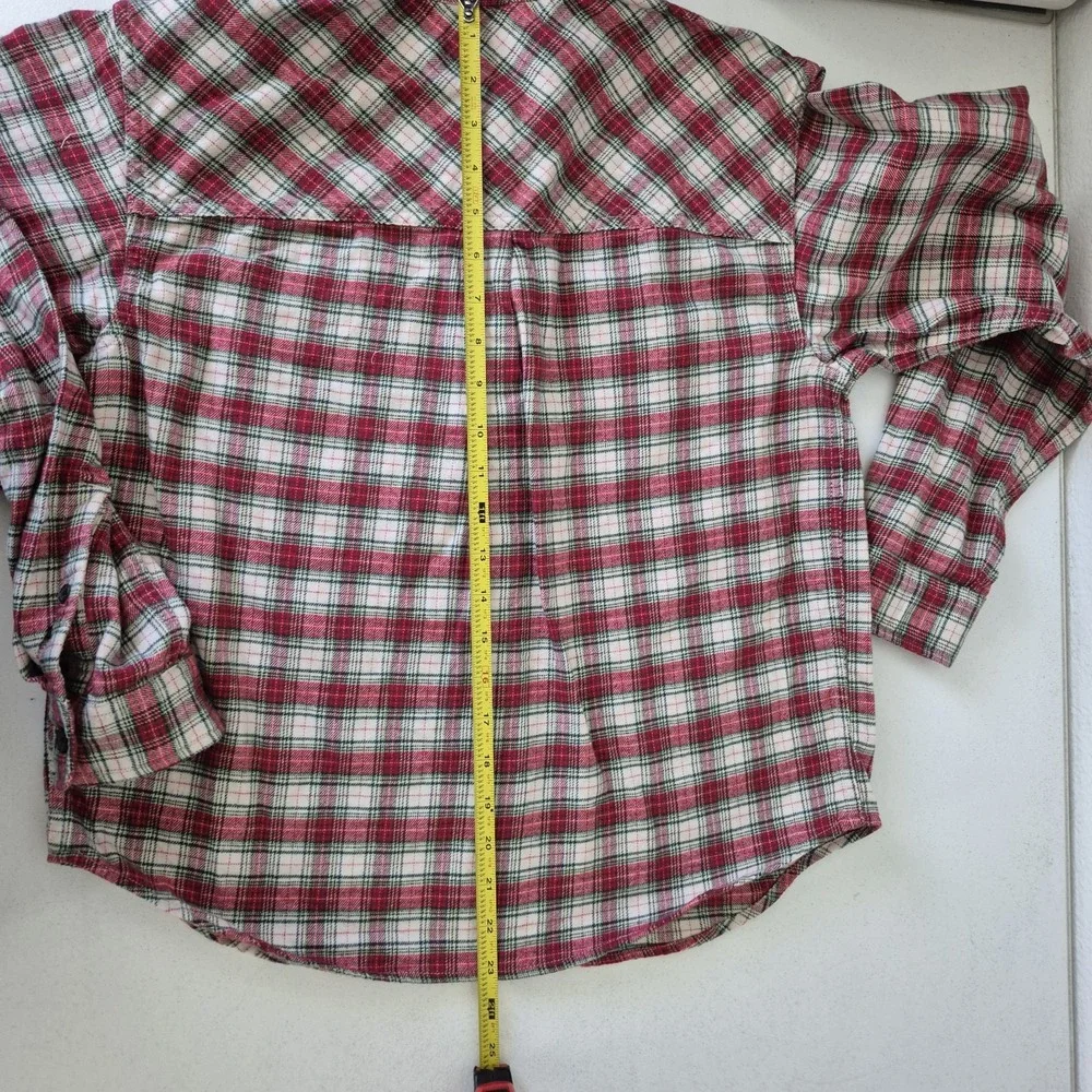 Alpine Design Shirt Womens S Red/Cream Sky Pond Plaid Hike Midweight Flannel NEW